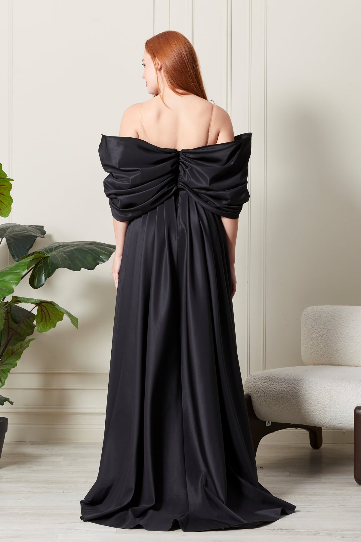 Black Custom Tailored Evening Gown - 1